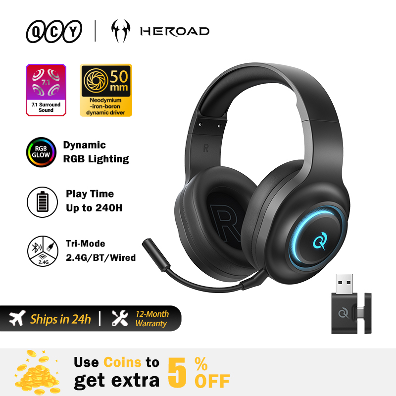 Gaming Headset Rgb - Auriculares para Juegos QCY Heroad V200