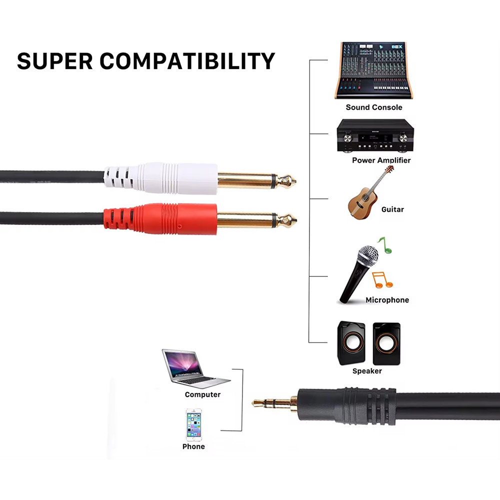 Cable divisor TS a Dual de 3,5 - Audio Splitter Y reseña y precio